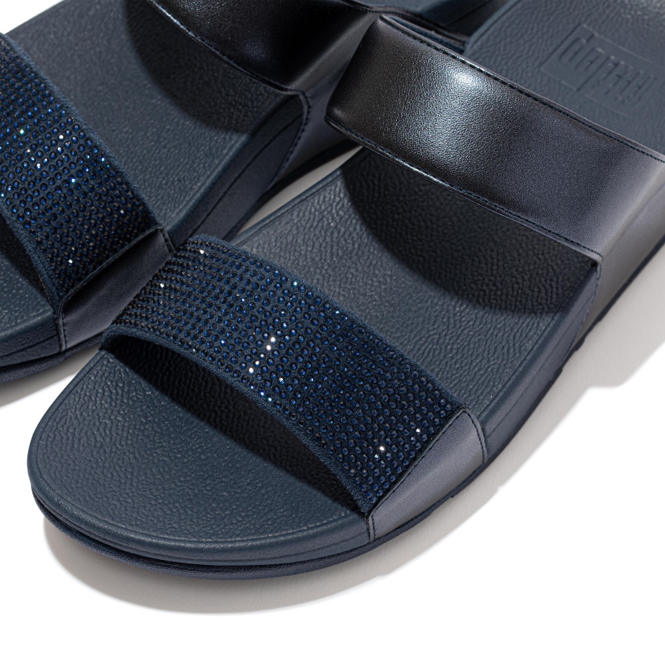 Fitflop LULU Crystal Slides Midnight Navy